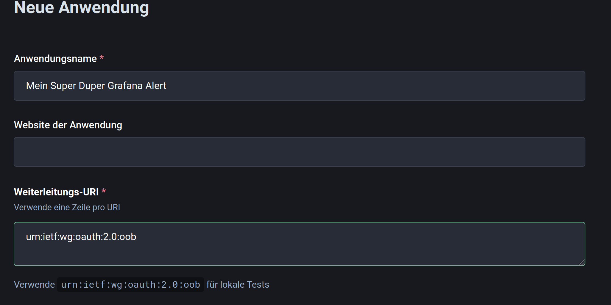 Application Detail View